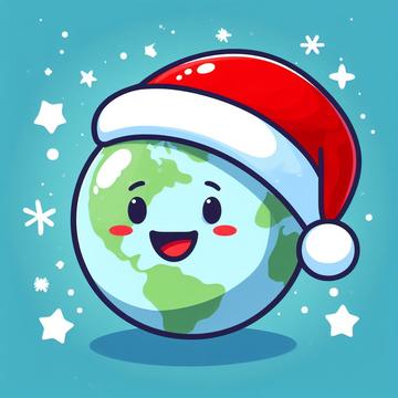 Earth wearing a red santa hat, generated by Bing Chat